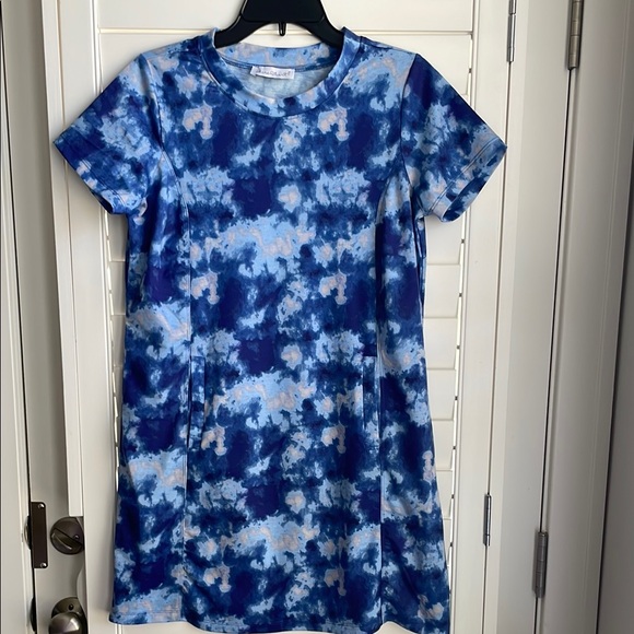 Keren Hart Blue Tie-Dye T-Shirt Dress - Picture 1 of 8